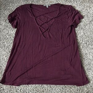 Maroon Deep-V Top